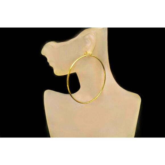 Oversized 14K Gold-Filled Hoop Earrings w/ Removable Sun Charm - XL Jumbo, 3.2" - Picture 7 of 9